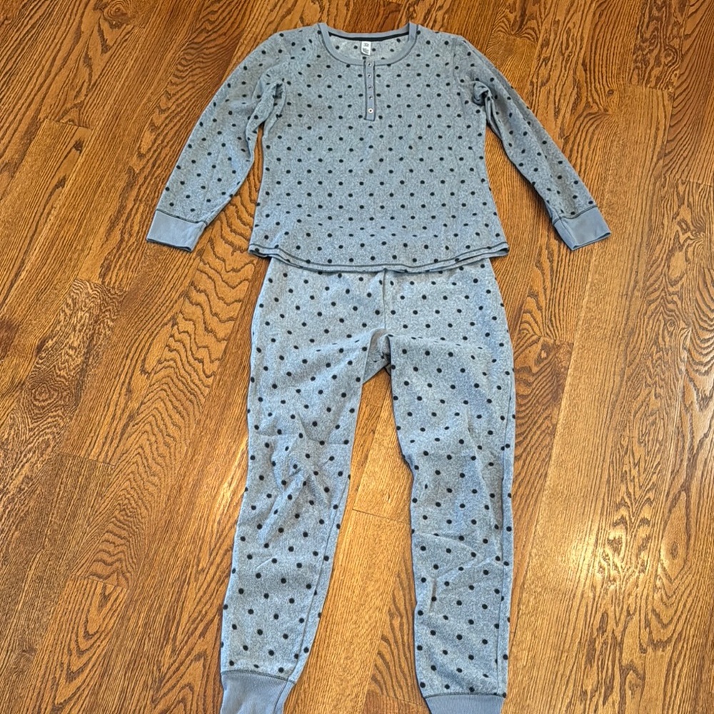 Cozy Gray and Black Polka Dot Pajama Set